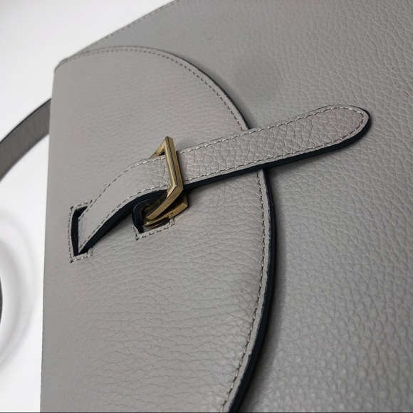 Rare Meli Melo Thela Prep Spex Pebbled Leather Light Stone Grey Shoulder Purse - Picture 11 of 16